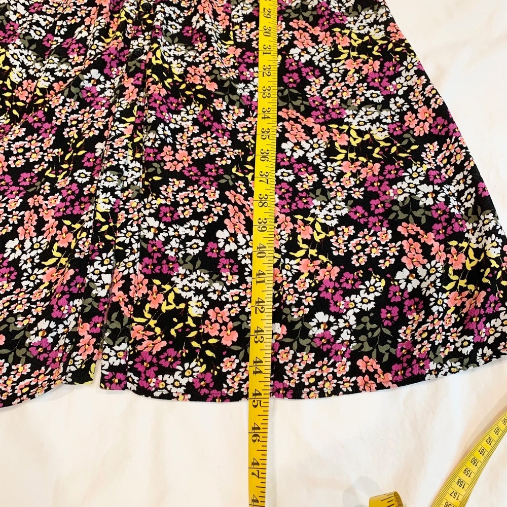 Calvin Klein Jeans Floral Midi Dress Womens M Black Pink Button Front Viscose - Picture 7 of 11